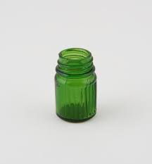 Small Green Glass Jar With Ribbed