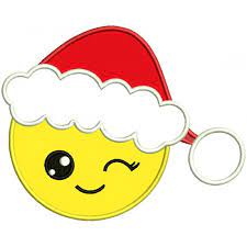 Winking Emoji Wearing Santa Hat Christmas Applique Machine Embroidery  Design Digitized Pattern