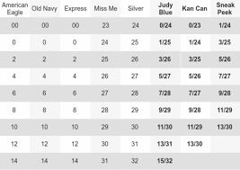 Jeans Sizing Guide Eleven Oaks Boutique