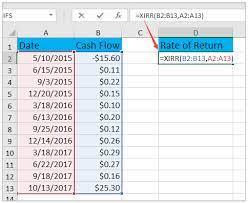 return on a share of stock in excel