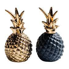 black hand painted ornamental pineapple