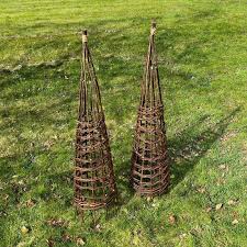 Set Of 2 Rustic Willow Garden Obelisk