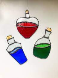 Stained Glass Potion Bottles Set Of