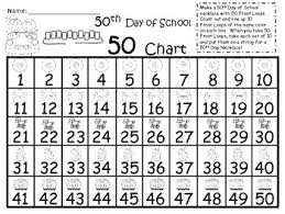A 5oth Day Of School 1 50 Chart Counting And Writing To 50