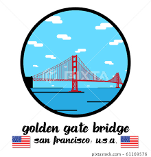 circle icon golden gate bridge vector