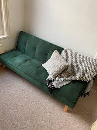 bower velvet sofa bed dark green