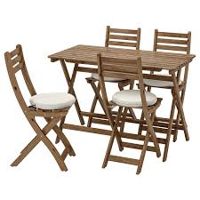 Shop wayfair for all the best folding patio tables. Askholmen Table 4 Folding Chairs Outdoor Grey Brown Stained Froson Duvholmen Beige Ikea