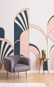 Blue Pink Art Deco Arches Print