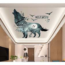 Blue Galaxy Wolf Bedroom Wall Sticker