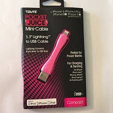 Tzumi Pocket Juice 3 3 Mini Lighting To Usb Cable Pink Walmart Com Walmart Com