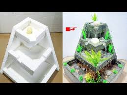 Measure and mark 12 inches up from one end of the concrete forming tube in several locations. Homemade Styrofoam And Cement Mini Water Fountain Waterfall Youtube Water Fountain Mini Waterfall Diy Water Fountain