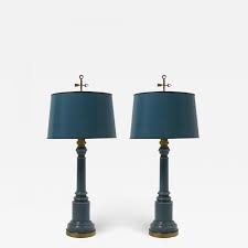 pair of vintage blue opaline glass lamps