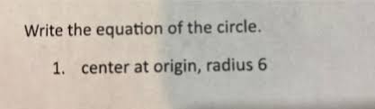 solved write the equation of the circle