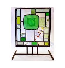 Stained Glass Panel With Vintage Green
