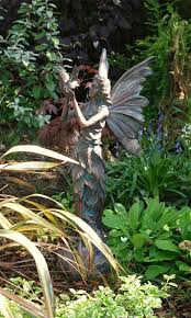 Fairy Holding Bird Garden Sculpture