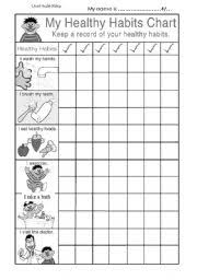 My Healthy Habits Chart Esl Worksheet By Anoosa