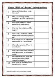 Well, here we have some literature quiz questions that can help you to win this thing! Book Trivia Worksheets Teaching Resources Teachers Pay Teachers