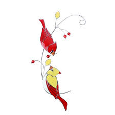 Red Birds Stained Glass Window Hangings