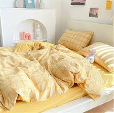 Healthy Sleep Yellow Bedding Sets Plaid