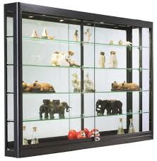Amazon Com Displays2go Aluminum Display Cabinet For Retail With Lighting Z Bar Design Tempered Glass Shelves Black Wc606ledb Industrial Scientific