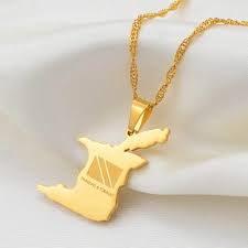 map flag pendant necklace gold silver