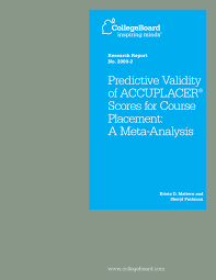 Pdf Predictive Validity Of Accuplacer Scores For Course