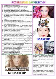 makeup vs no makeup esl worksheet