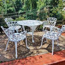 White Cast Iron Garden Table Chair Set