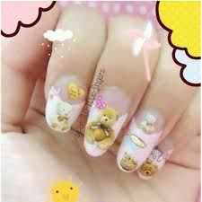 x1 set of cute teddy bear nail decals