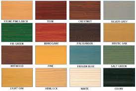 Wood Treatments Colour Chart Timber