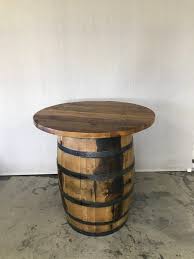 Whiskey Barrel Table With Barnwood Top