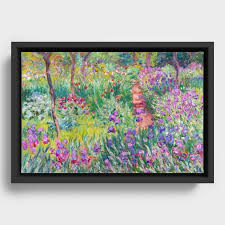 Iris Garden At Giverny Framed Canvas