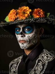 man in day of the dead makeup with