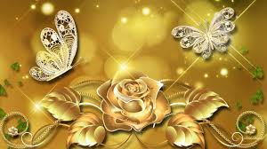 golden rose with golden leaves