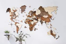 the first ever 3d wooden world map to