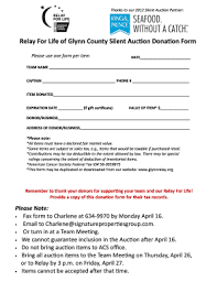 Relay For Life Silent Auction Donation Forms Fill Online