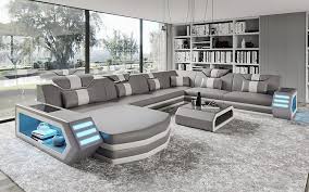 Eileend Leather Sectional Sofa With Led