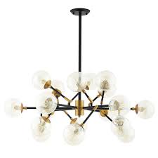 Sparkle Amber Glass And Antique Brass 18 Light Mid Century Pendant Chandelier Contemporary Modern Furniture Lexmod