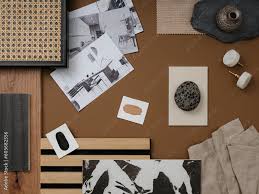 Modern Flat Lay Composition In Brown