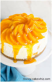 Transfer cheesecake to a baking pan with a wire rack. No Bake Peach Cheesecake Cakewhiz