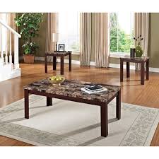 The coffee table paired with 2 end tables are perfect for the living room, office and dining room, ensuring the table set includes a coffee table and two matching end tables. Faux Marble 3 Piece Coffee And End Table Set Multiple Colors Walmart Com Walmart Com