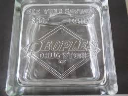 Vintage Glass Block Coin Bank