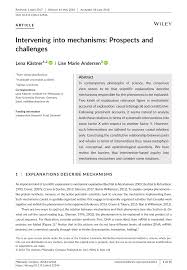Pdf Intervening Into Mechanisms Prospects And Challenges