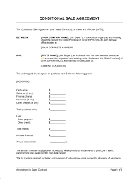 Conditional Sale Agreement Template Word Pdf By