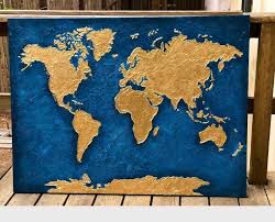 Canvas Painting World Map Office