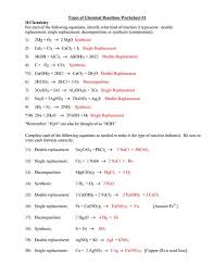 chemistry worksheets