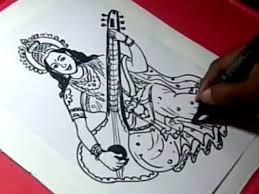 How To Draw Lord Saraswati Drawing Step By Step For Kids