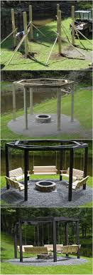 This fire pit is circular and simple. Diy Backyard Fire Pit With Swing Seats