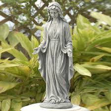 Virgin Mary Outdoor Garden Statue Grey