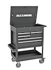 Rolling Mechanics Cart w/ 5 Drawers, Black, 30-in MAXIMUM